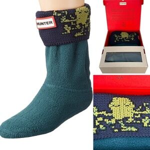 Hunter Original Kids Blue Crab Cuff Boot Socks Shoes Size XL